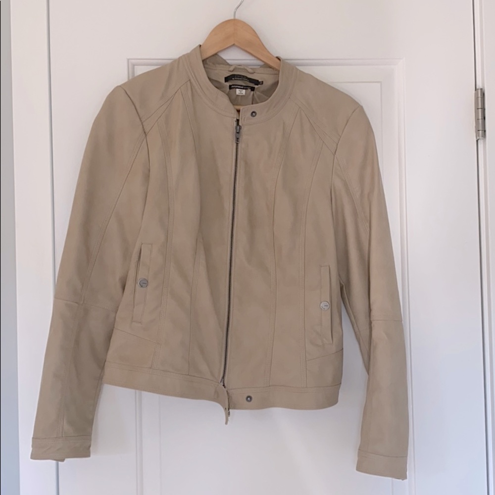 Tan Pleather Bomber Jacket Sz 12 ONLY